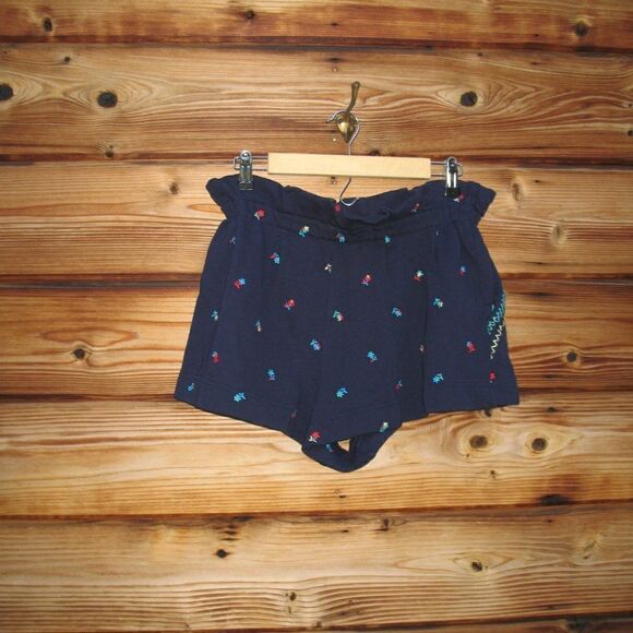 NWT Something Navy Blue Floral Embroidered High Waist Shorts - Picture 5 of 7